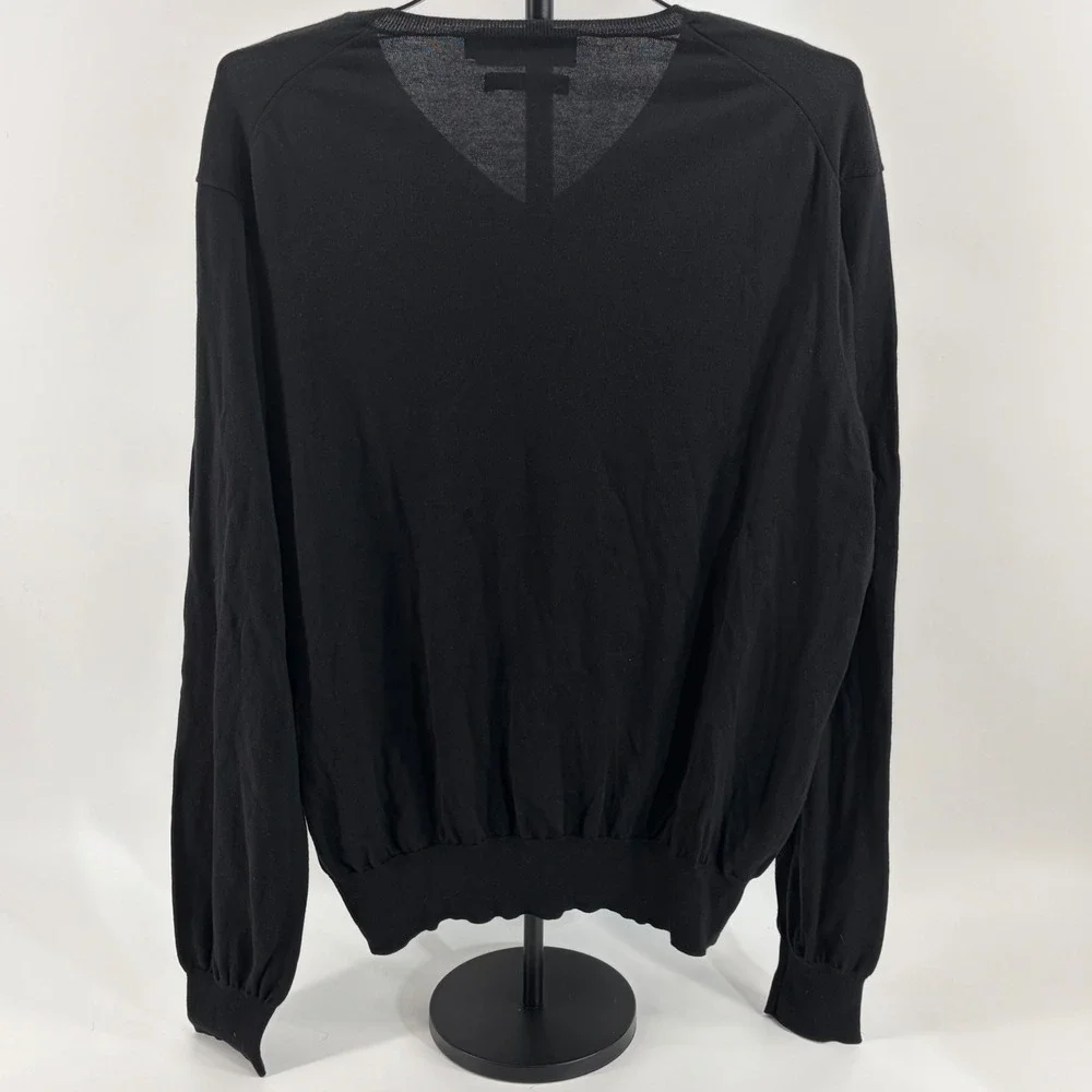 Polo Ralph Lauren Mens V-Neck Sweater Black Pima Cotton Red Pony Logo Large